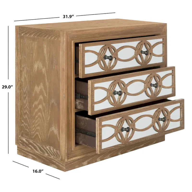Mini commode de rangement 3 tiroirs nickelée - 32L x 16P x 29H