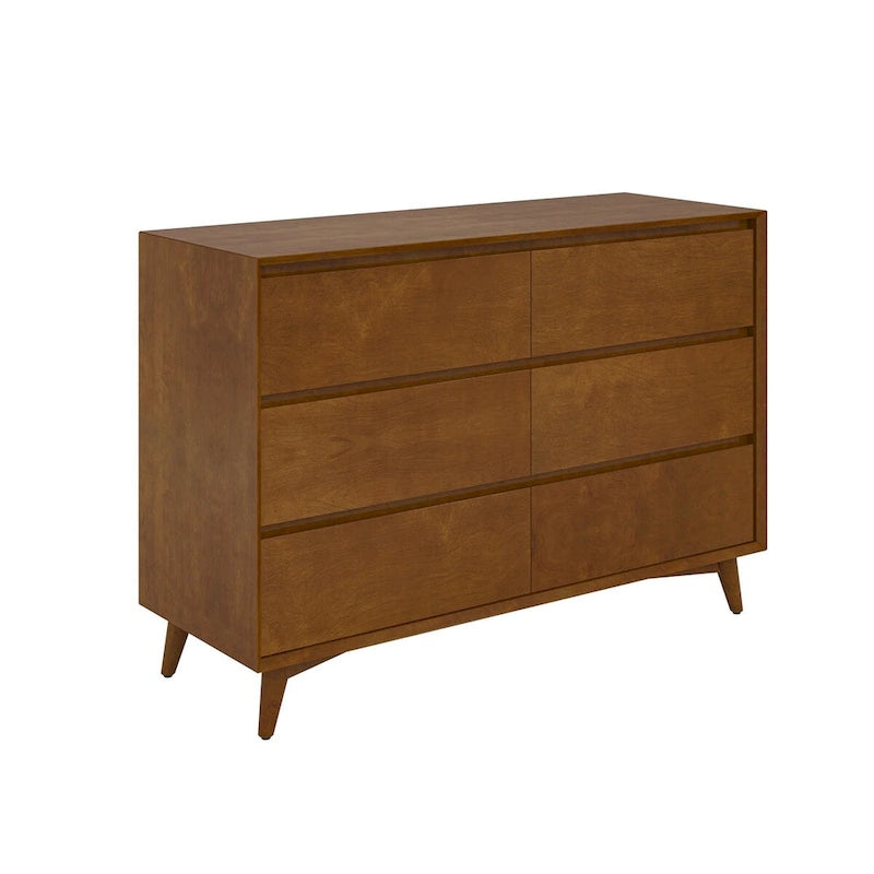 Raffaele Commode à 6 tiroirs de style Mid-century avec pieds en bois massif