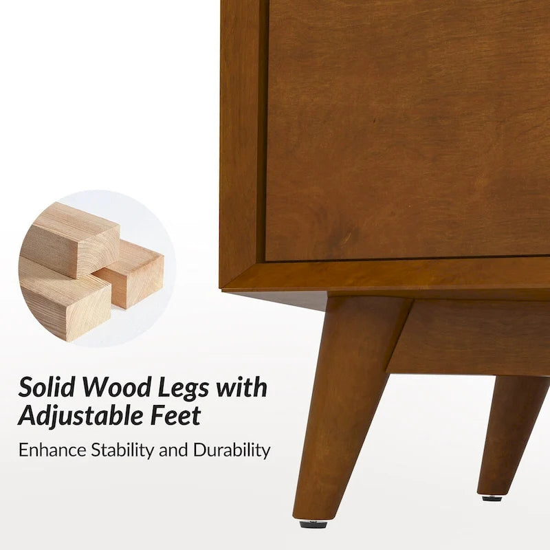 Raffaele Commode à 6 tiroirs de style Mid-century avec pieds en bois massif