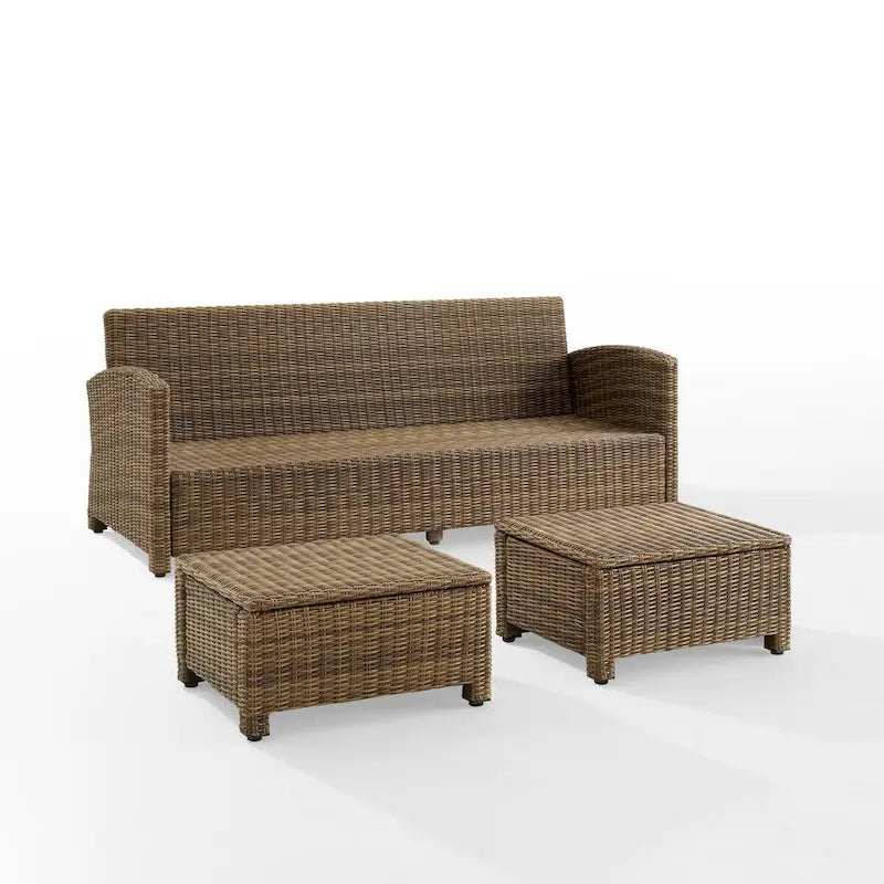 Crosley Bradenton Ensemble de canapés d'extérieur 3 pièces en osier - 81 L x 75 P x 32,5 H