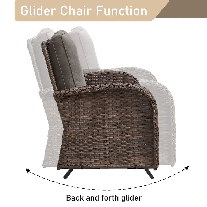 Canapé Glider Furniture avec fauteuils pivotants - Marron