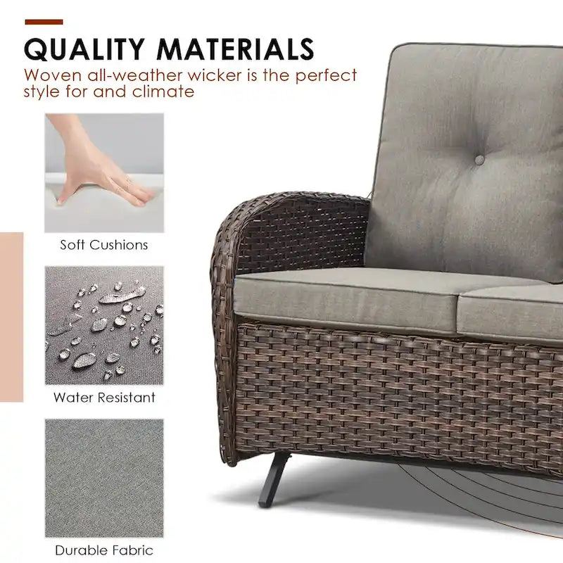 Canapé Glider Furniture avec fauteuils pivotants - Marron