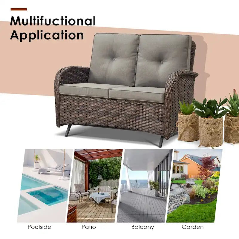 Canapé Glider Furniture avec fauteuils pivotants - Marron
