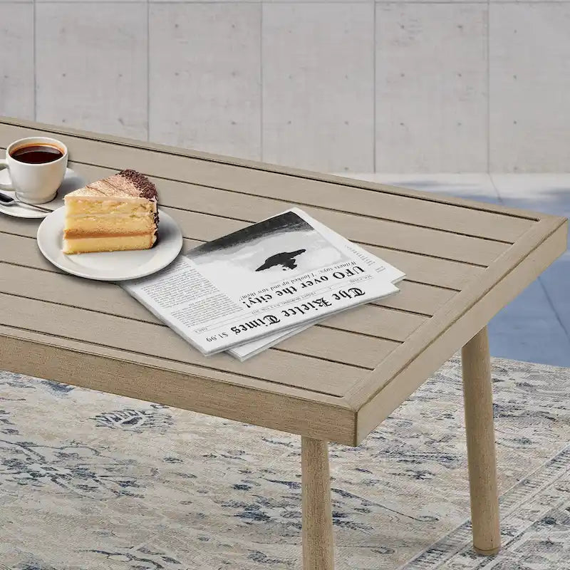 Ensemble de conversation d'extérieur 7 pièces en aluminium, avec canapé 3 places, causeuse, poufs et table basse