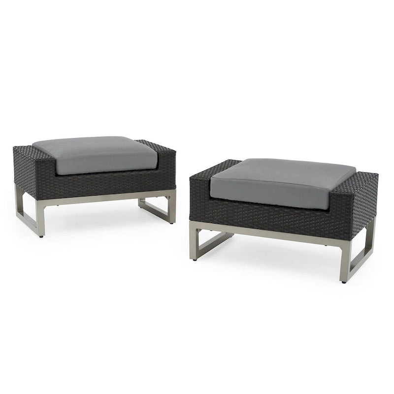 Ensemble de patio Milo Espresso 7 pièces Sunbrella avec foyer mobile