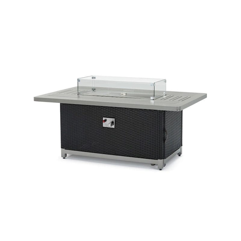 Ensemble de patio Milo Espresso 7 pièces Sunbrella avec foyer mobile