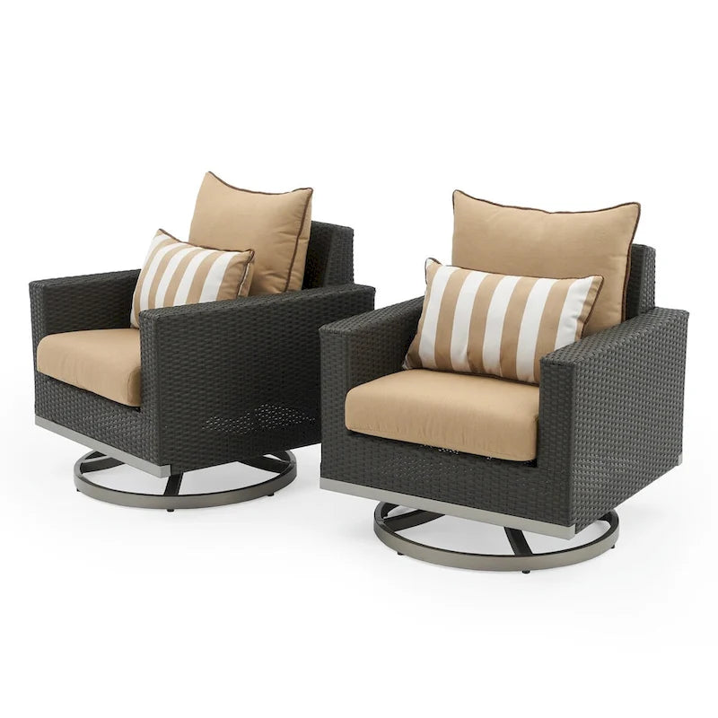 Ensemble de patio Milo Espresso 7 pièces Sunbrella avec foyer mobile