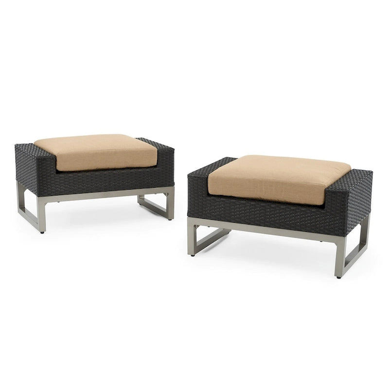 Ensemble de patio Milo Espresso 7 pièces Sunbrella avec foyer mobile
