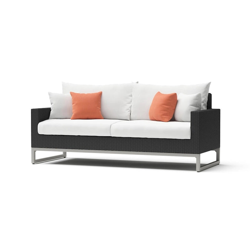Ensemble de patio Milo Espresso 7 pièces Sunbrella avec foyer mobile