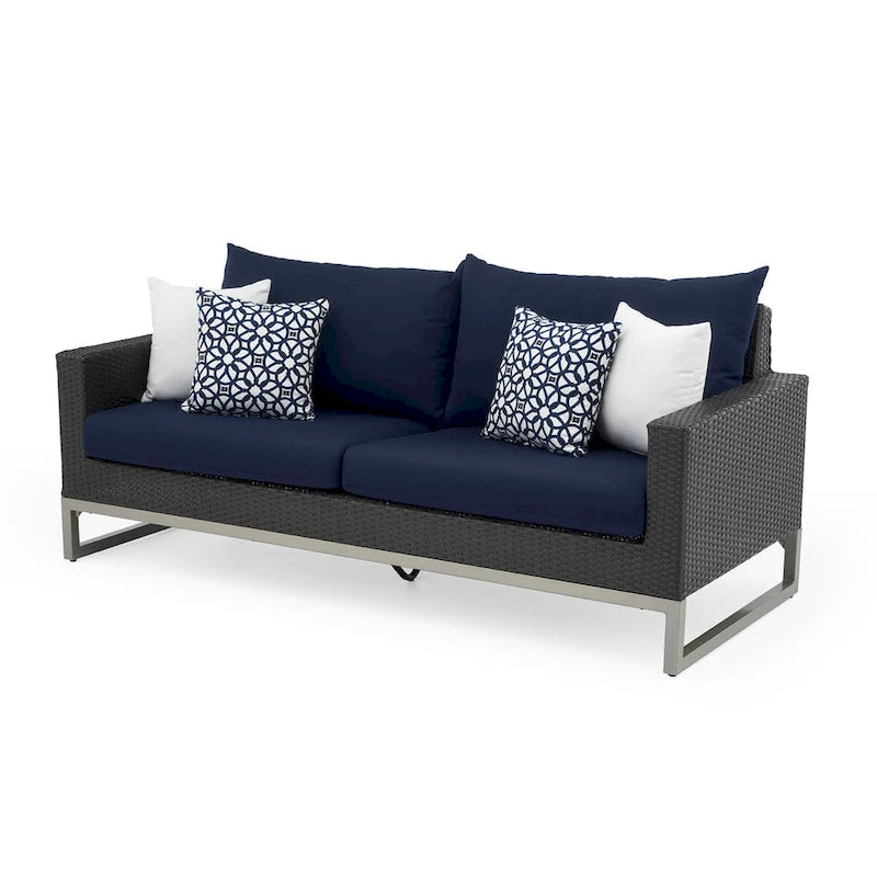 Ensemble de patio Milo Espresso 7 pièces Sunbrella avec foyer mobile