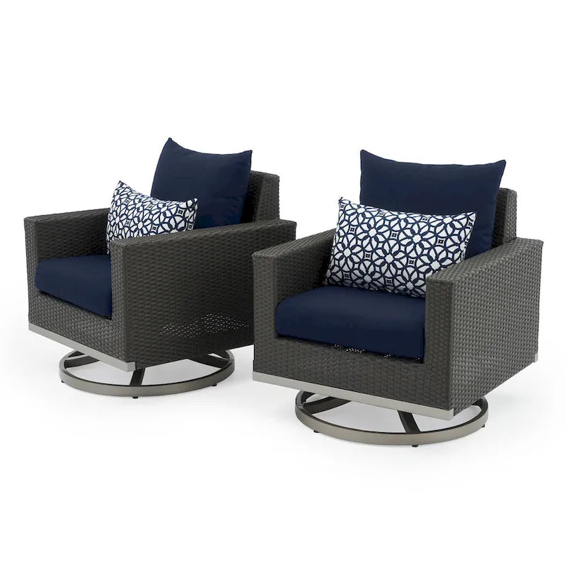 Ensemble de patio Milo Espresso 7 pièces Sunbrella avec foyer mobile