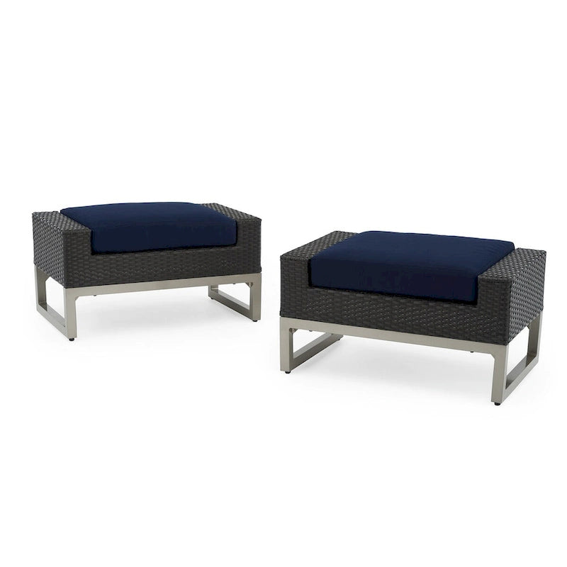 Ensemble de patio Milo Espresso 7 pièces Sunbrella avec foyer mobile