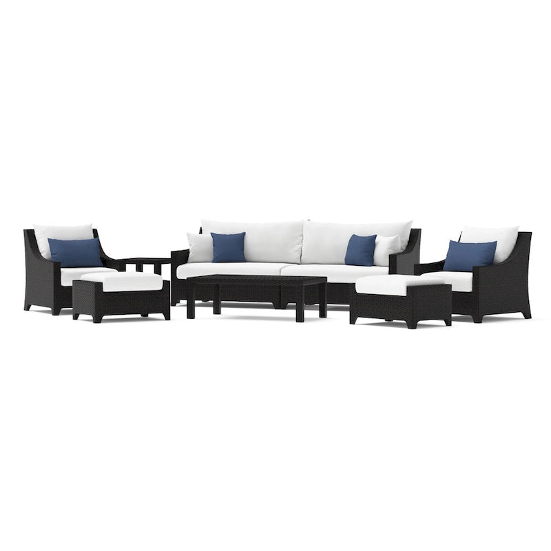 Ensemble de salon de jardin Deco 8 pièces en aluminium avec canapé et fauteuils de club