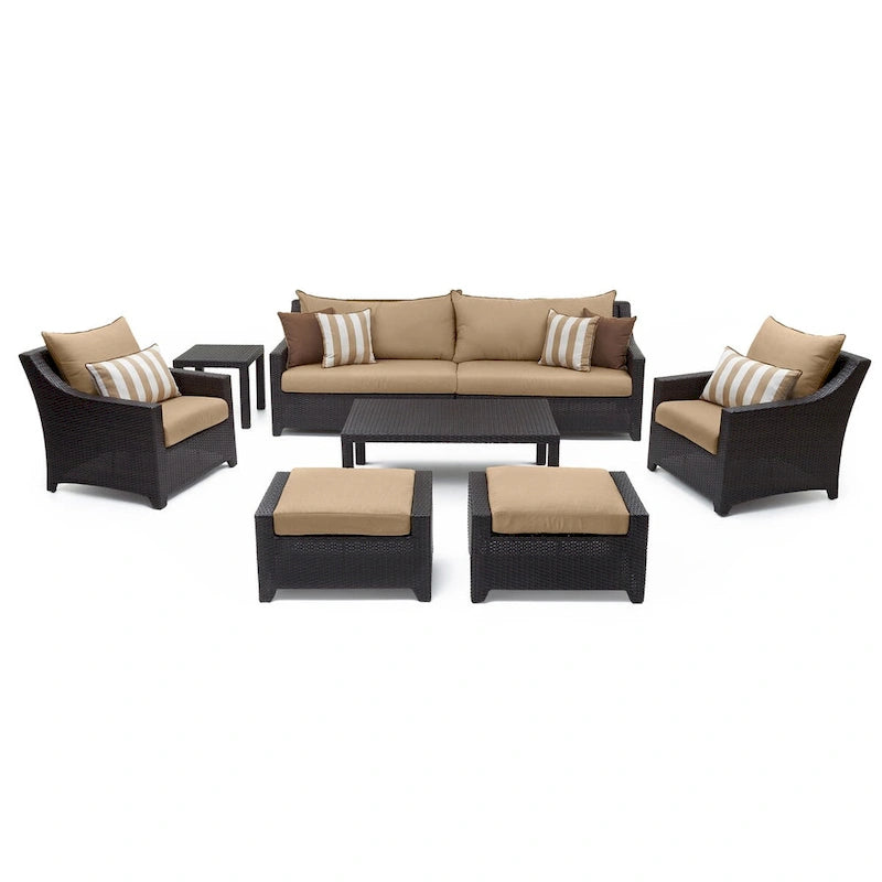 Ensemble de salon de jardin Deco 8 pièces en aluminium avec canapé et fauteuils de club