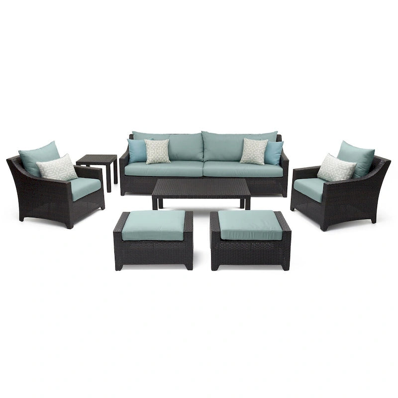 Ensemble de salon de jardin Deco 8 pièces en aluminium avec canapé et fauteuils de club