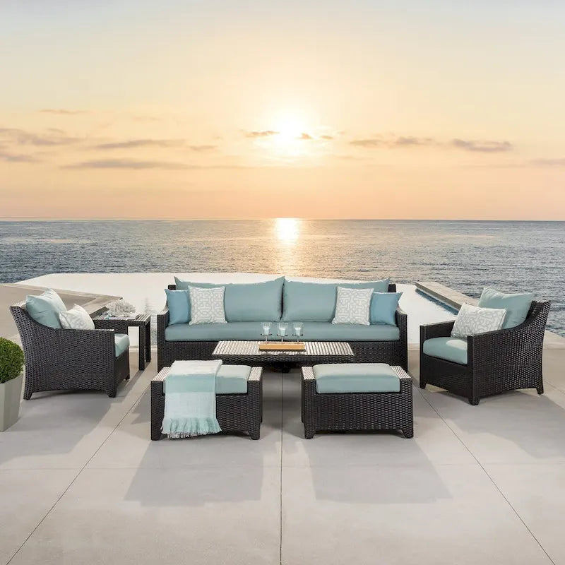 Ensemble de salon de jardin Deco 8 pièces en aluminium avec canapé et fauteuils de club