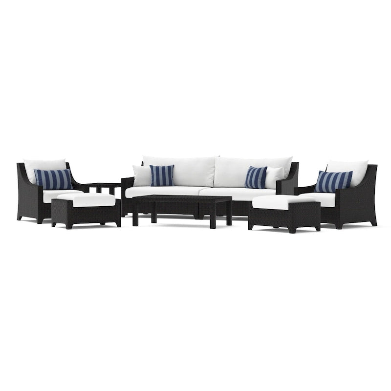 Ensemble de salon de jardin Deco 8 pièces en aluminium avec canapé et fauteuils de club
