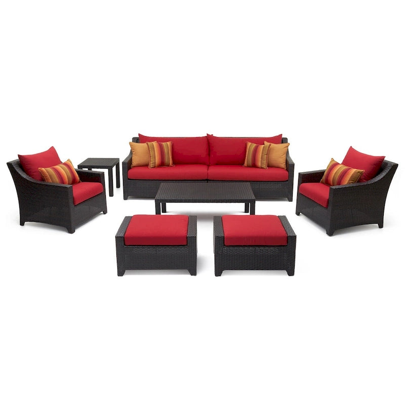 Ensemble de salon de jardin Deco 8 pièces en aluminium avec canapé et fauteuils de club