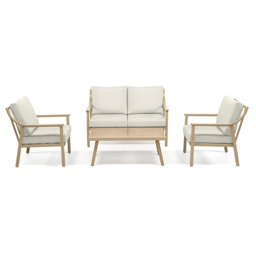 4-Piece Aluminum Patio Conversation Set with End Table and Cushions