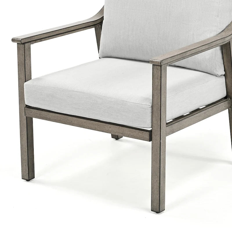 Ensemble de conversation d'extérieur 4 pièces en aluminium avec table d'appoint et coussins