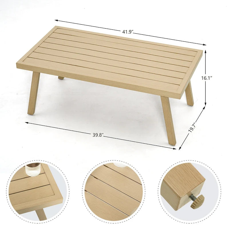 Ensemble de conversation d'extérieur 4 pièces en aluminium avec table d'appoint et coussins
