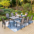 MAISON ARTS 9 Piece Patio Dining Set with 8 Stackable Textilene Chairs and 1 Metal Table