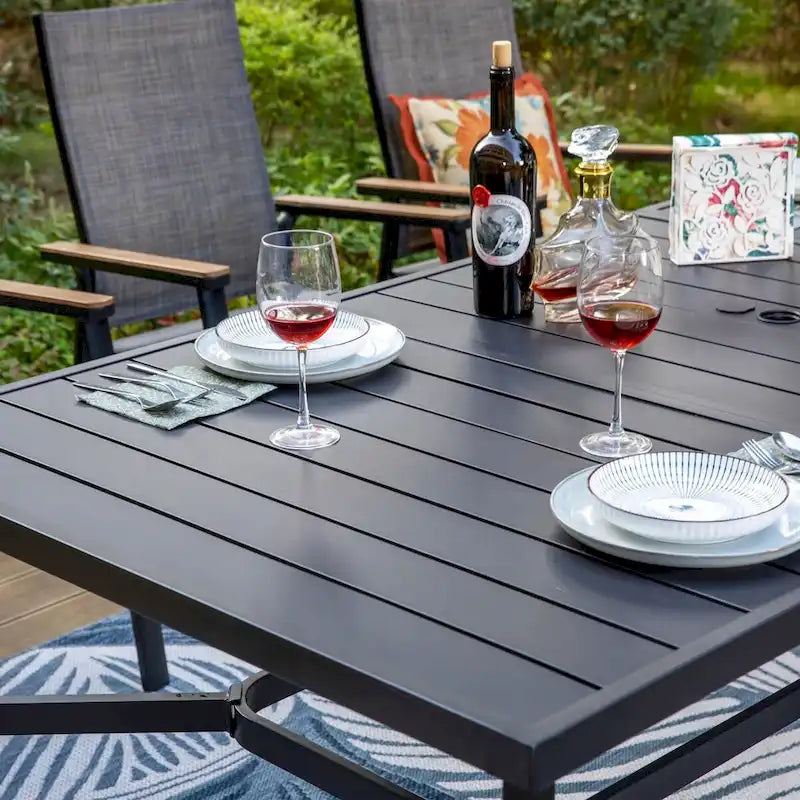 MAISON ARTS Ensemble de salle à manger de patio 9 pièces avec 8 chaises empilables en textilène et 1 table en métal