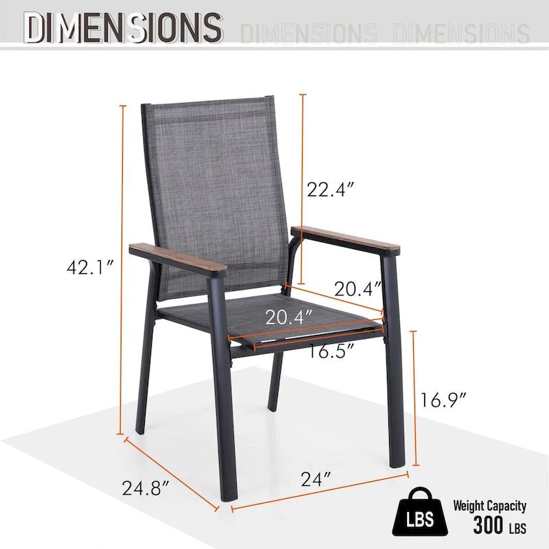 MAISON ARTS Ensemble de salle à manger de patio 9 pièces avec 8 chaises empilables en textilène et 1 table en métal