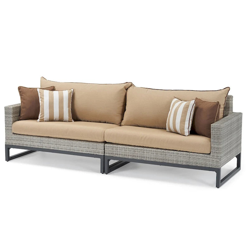 Ensemble de salon de jardin Milo Gray Sunbrella, 8 pièces, avec fauteuils pivotants