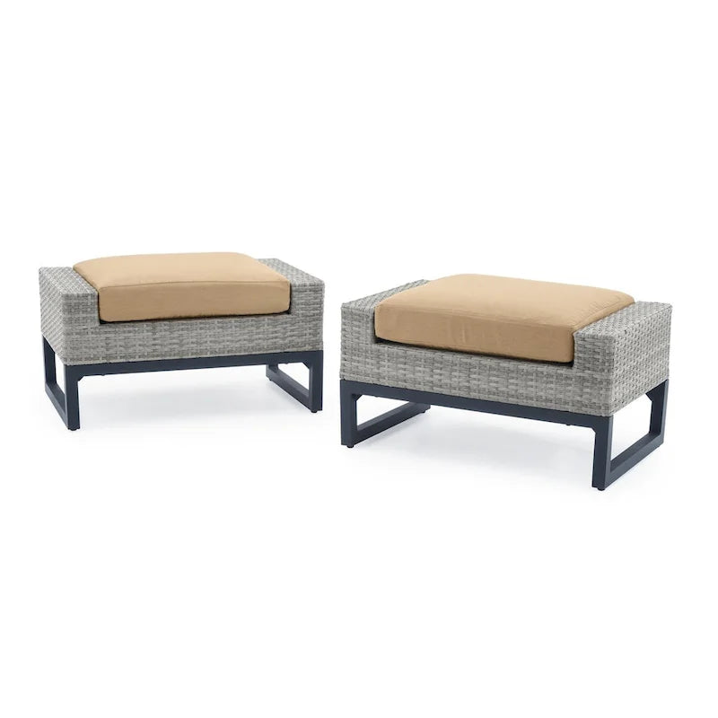 Ensemble de salon de jardin Milo Gray Sunbrella, 8 pièces, avec fauteuils pivotants