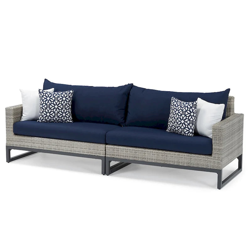 Ensemble de salon de jardin Milo Gray Sunbrella, 8 pièces, avec fauteuils pivotants