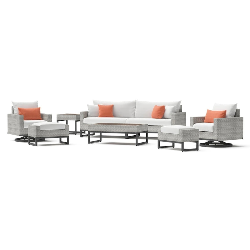 Ensemble de salon de jardin Milo Gray Sunbrella, 8 pièces, avec fauteuils pivotants