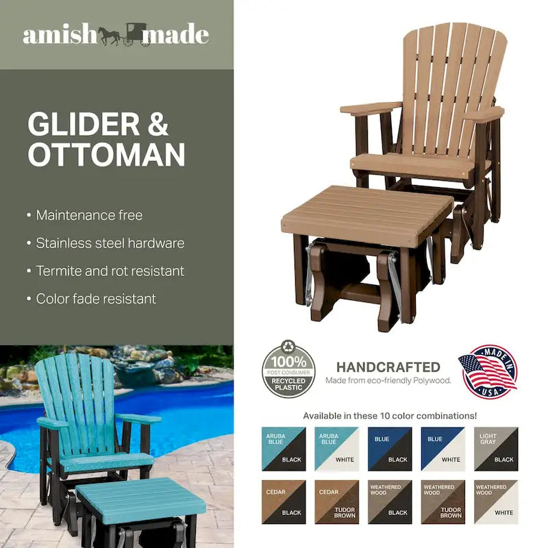 Glider et repose-pieds Fan Back d'American Furniture Classics, fabriqués aux États-Unis