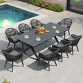 Ensemble de salle à manger de patio PURPLE LEAF avec table à manger d'extérieur en aluminium et chaises en rotin tressé