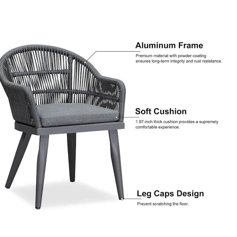 Ensemble de salle à manger de patio PURPLE LEAF avec table à manger d'extérieur en aluminium et chaises en rotin tressé