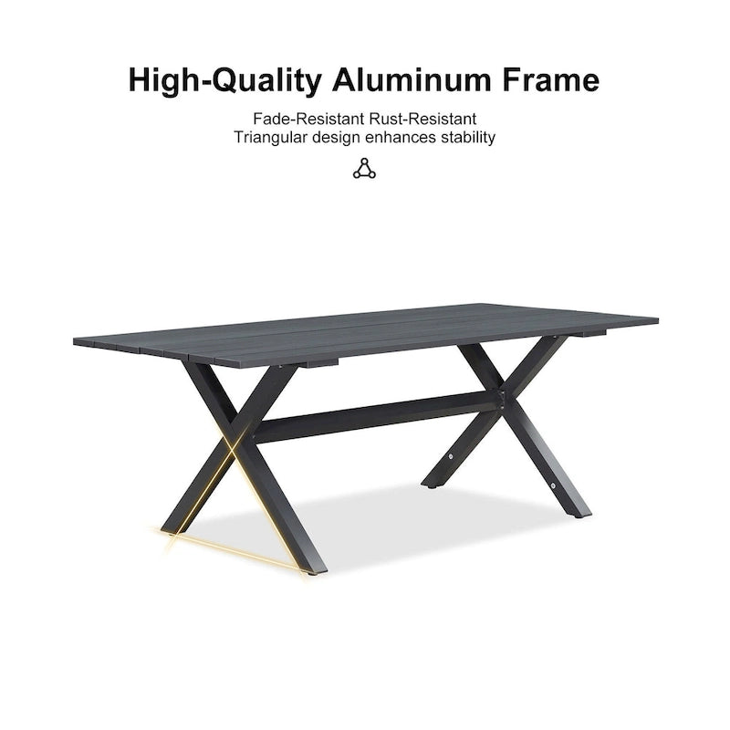 Ensemble de salle à manger de patio PURPLE LEAF avec table à manger d'extérieur en aluminium et chaises en rotin tressé
