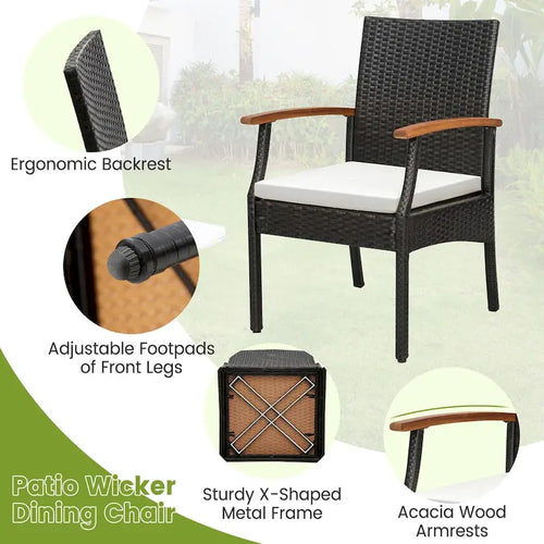 Ensemble de salle à manger en rotin 9 pièces avec trou pour parasol pour l'extérieur