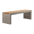 Alania 60-inch Concrete and Teak Indoor-Outdoor Bench - N/A