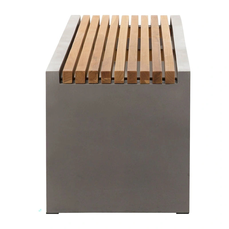 Banc Alania d'intérieur/extérieur en béton et teck de 60 po - N/A