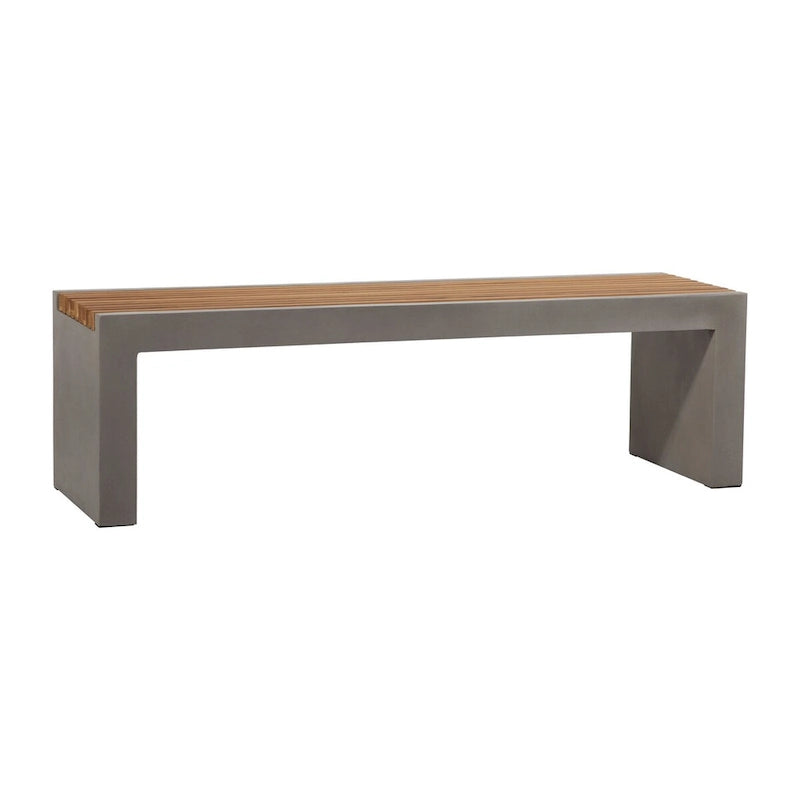 Banc Alania d'intérieur/extérieur en béton et teck de 60 po - N/A