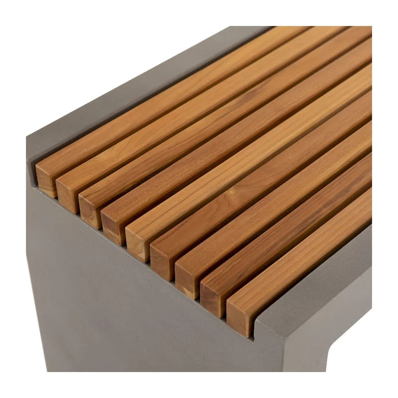 Banc Alania d'intérieur/extérieur en béton et teck de 60 po - N/A
