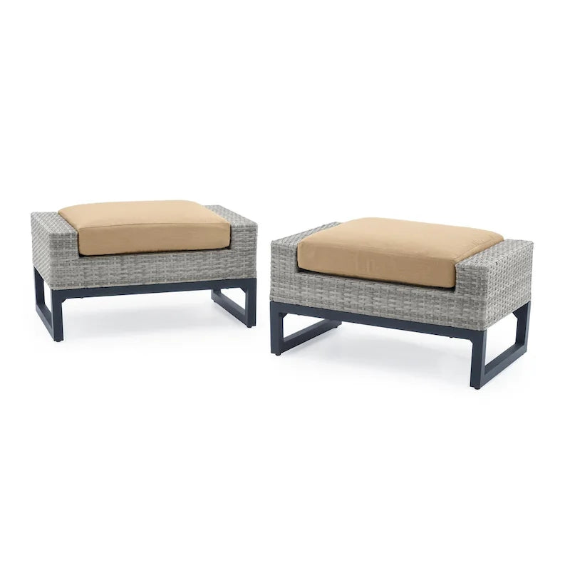 Ensemble de patio extérieur Milo Gray Sunbrella, 7 pièces, avec foyer et chaises pivotantes