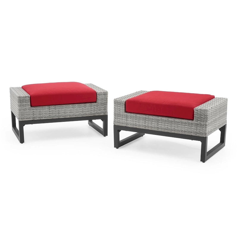 Ensemble de patio extérieur Milo Gray Sunbrella, 7 pièces, avec foyer et chaises pivotantes