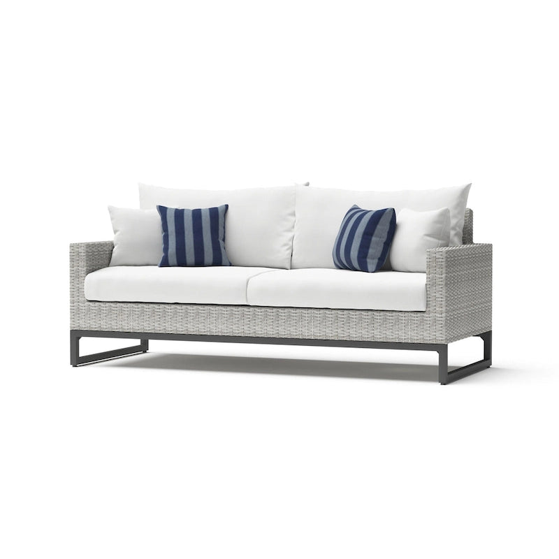 Ensemble de patio extérieur Milo Gray Sunbrella, 7 pièces, avec foyer et chaises pivotantes