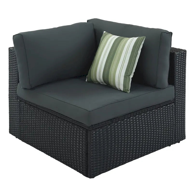 Ensemble de canapé modulaire d'extérieur 7 pièces gris en rotin synthétique résistant aux intempéries