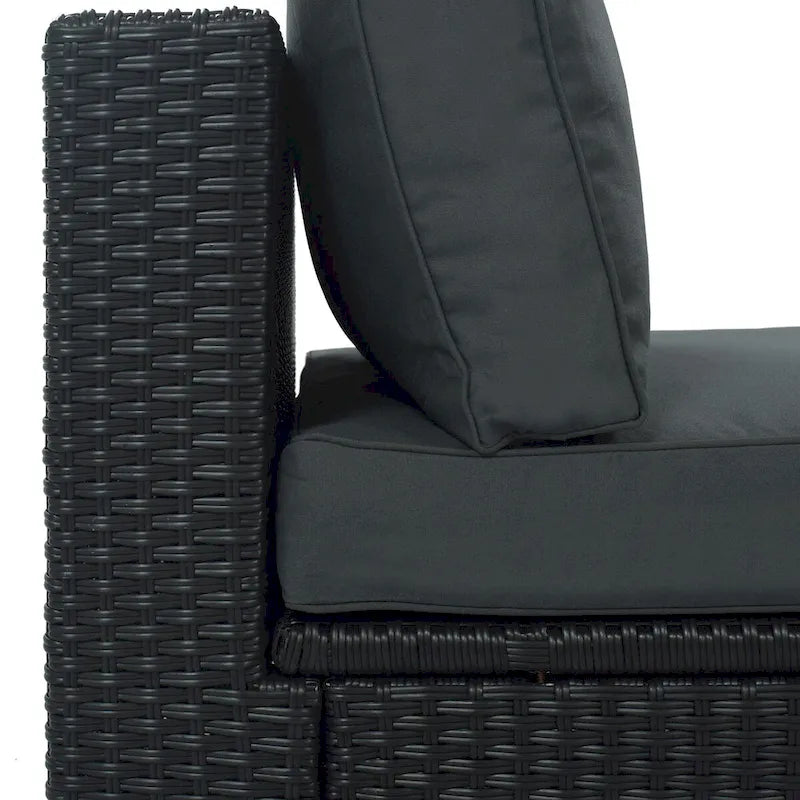 Ensemble de canapé modulaire d'extérieur 7 pièces gris en rotin synthétique résistant aux intempéries