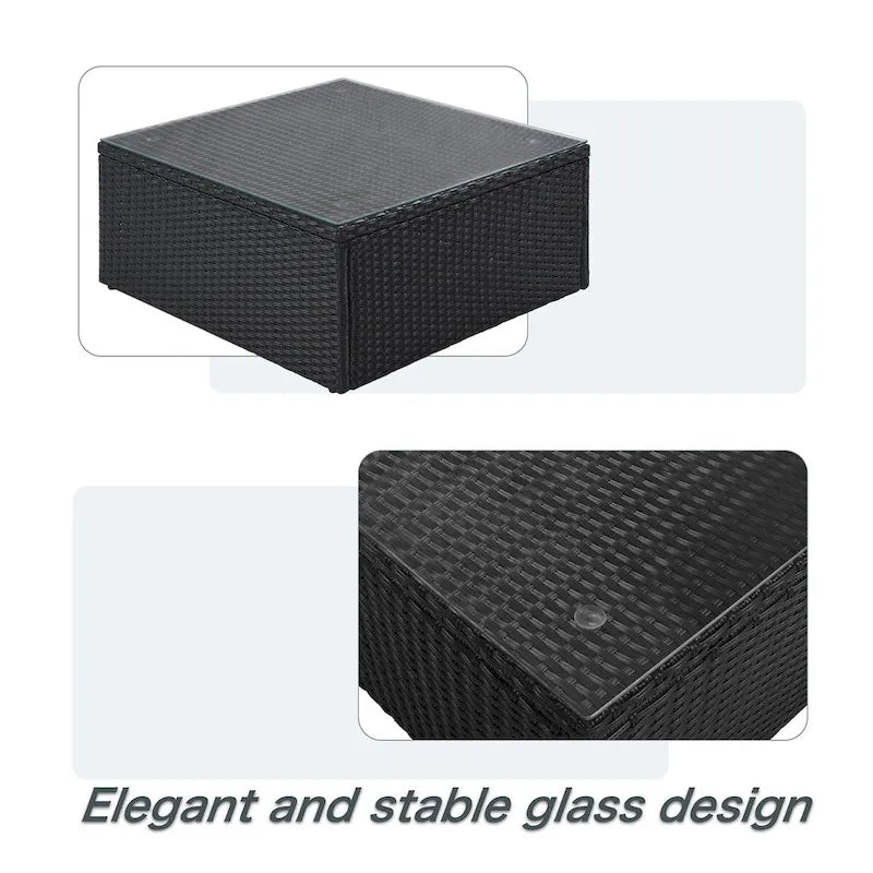 Ensemble de canapé modulaire d'extérieur 7 pièces gris en rotin synthétique résistant aux intempéries