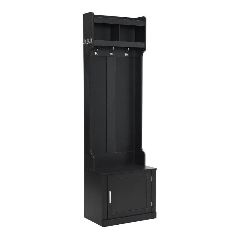 Porte-manteau minimaliste et fin avec meuble de rangement et 6 patères