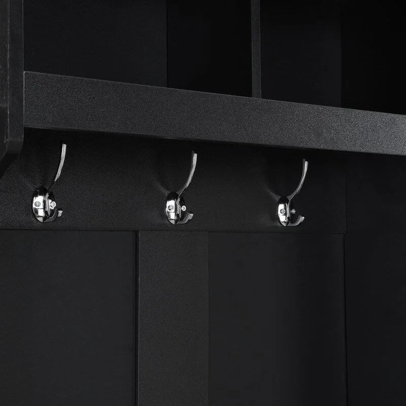 Porte-manteau minimaliste et fin avec meuble de rangement et 6 patères