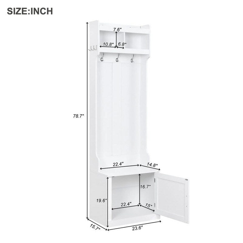 Porte-manteau minimaliste et fin avec meuble de rangement et 6 patères